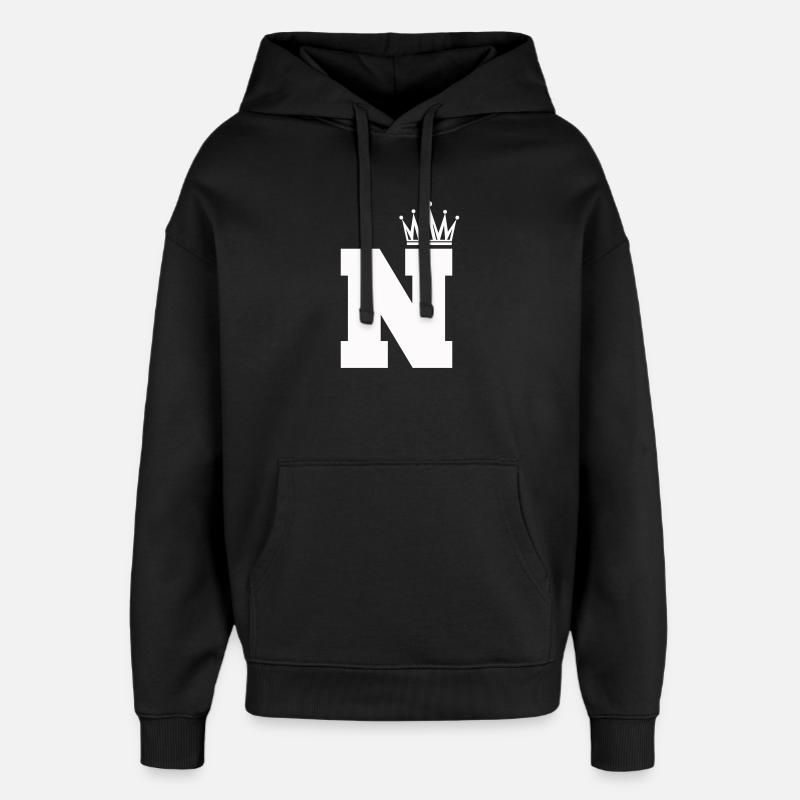 buchstabe_N_Krone - Oversized Unisex Hoodie von Stanley/Stella - Schwarz