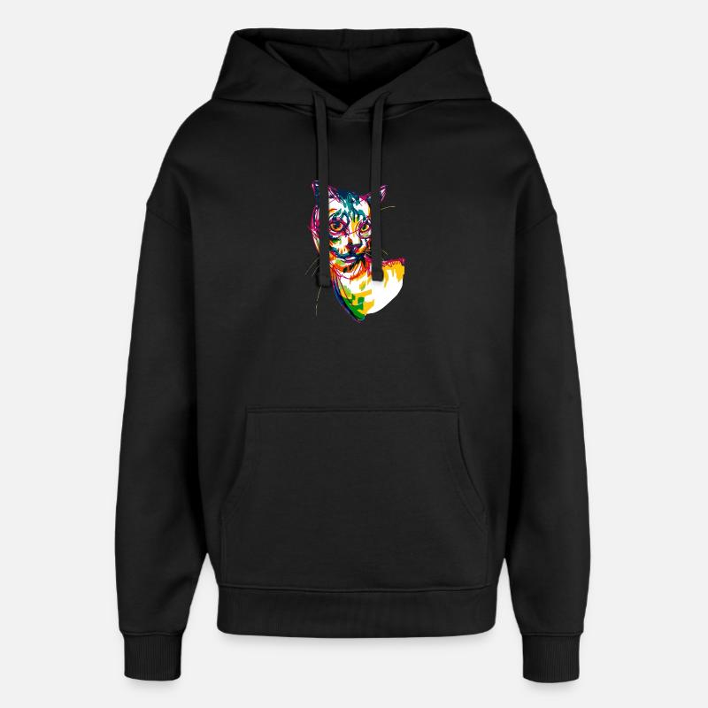 Neon Cat - Sweat à capuche unisexe Stanley/Stella Oversized - noir