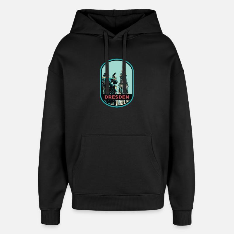 Illustration: Cathédrale Hofkirche, Dresde - Sweat à capuche unisexe Stanley/Stella Oversized - noir