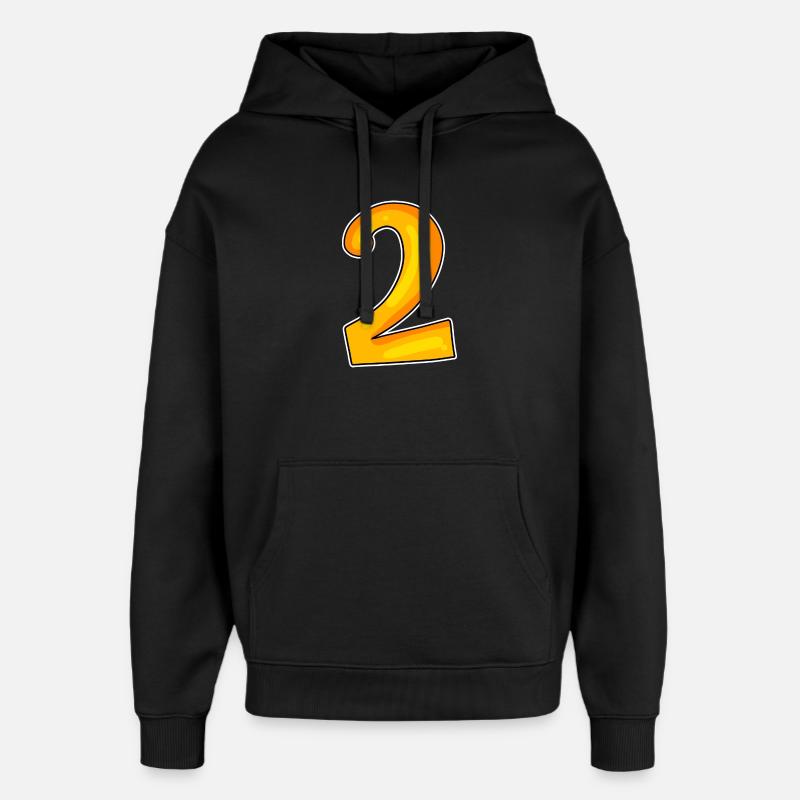 Two - 2 - Number Number - Oversized Unisex Hoodie by Stanley/Stella - black