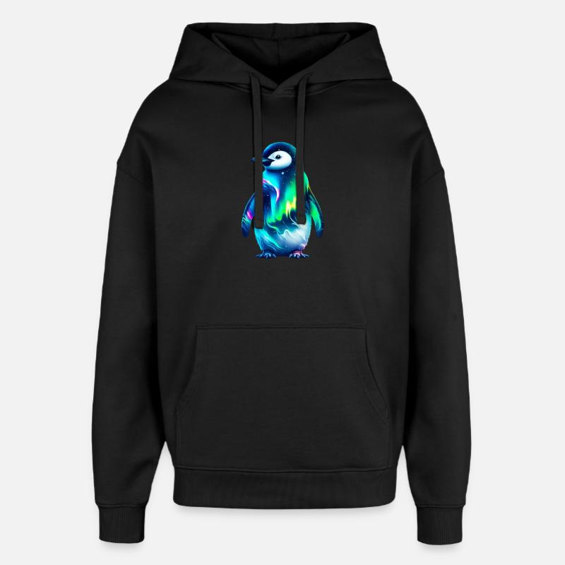 Aurora Borealis Pinguin - Oversized Unisex Hoodie von Stanley/Stella - Schwarz