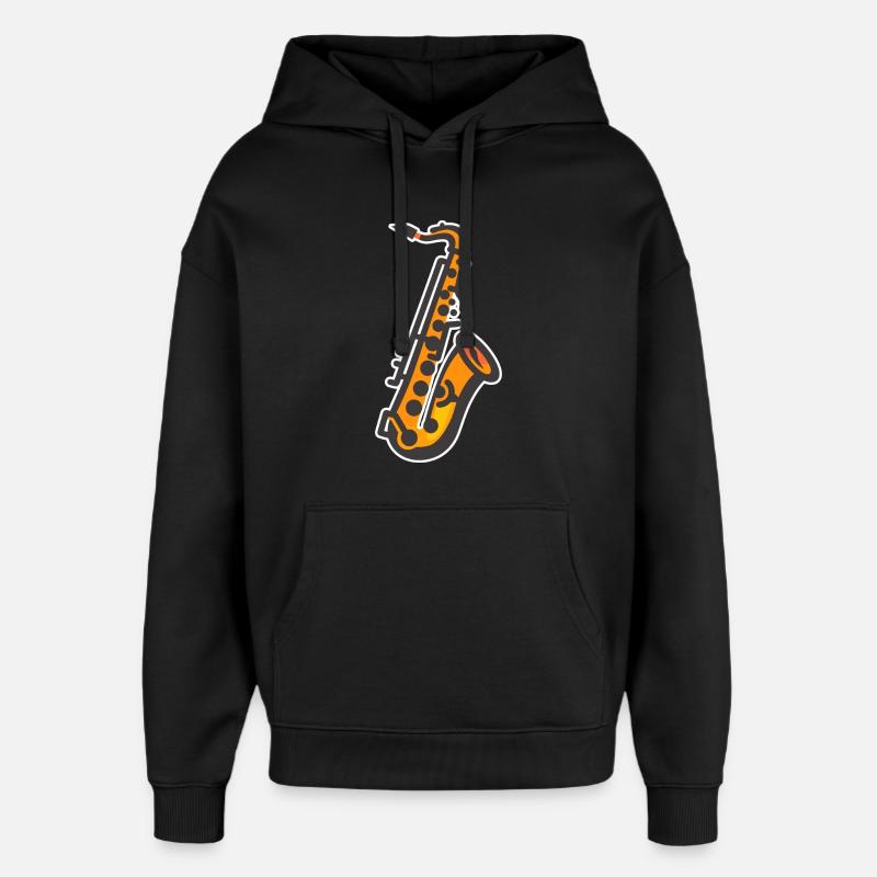 Graphisme pour saxophone - Sweat à capuche unisexe Stanley/Stella Oversized - noir