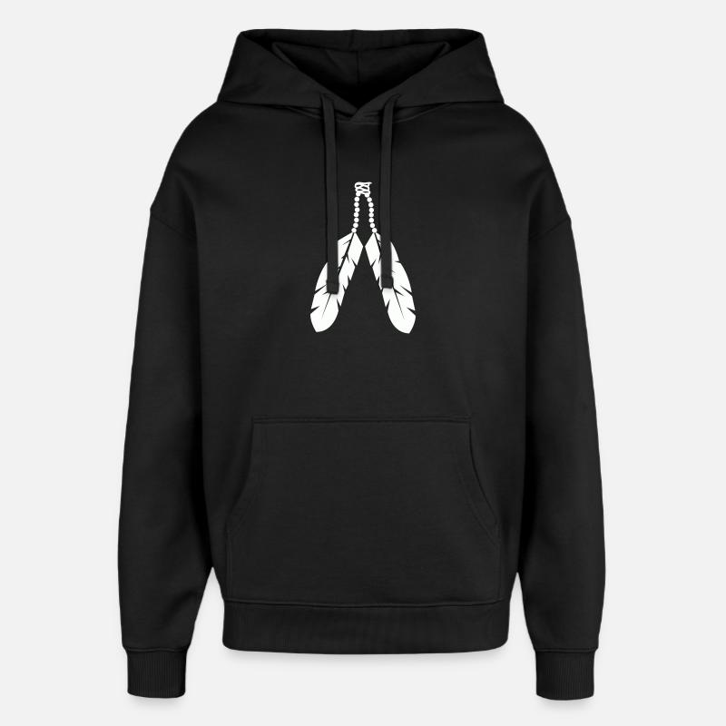 Conception de pendentif en plume autochtone - Sweat à capuche unisexe Stanley/Stella Oversized - noir