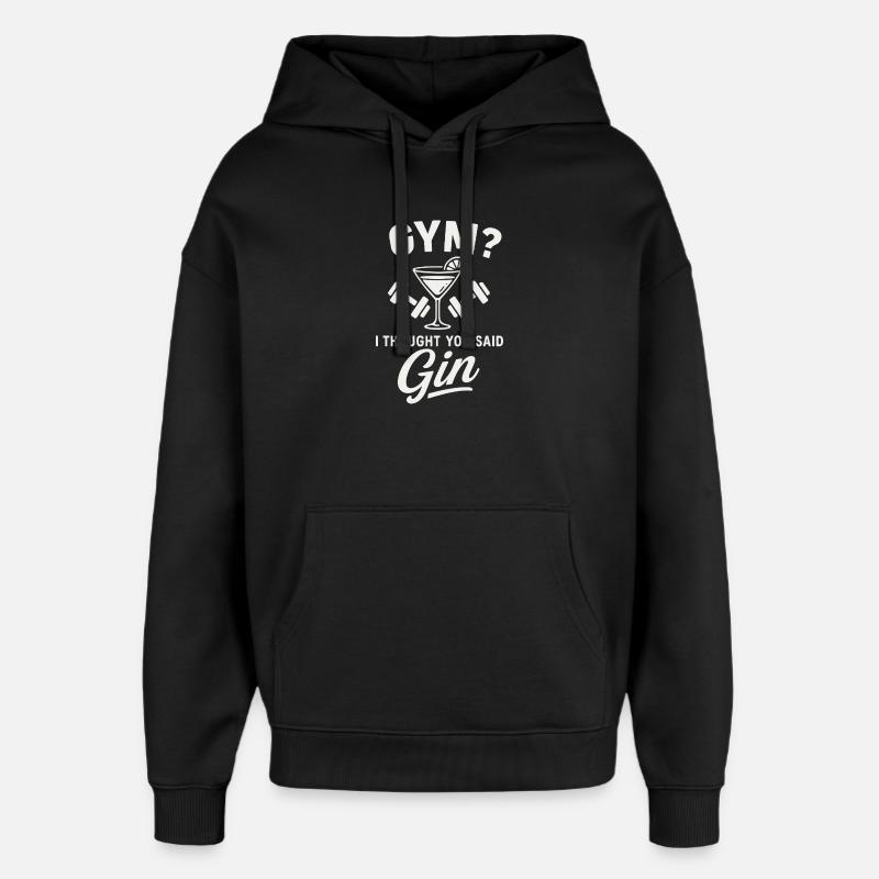Gym oder Gin ? - Oversized Unisex Hoodie von Stanley/Stella - Schwarz