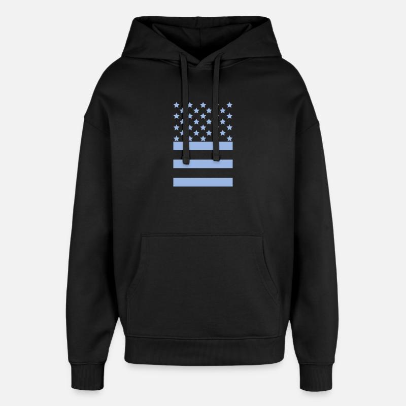 Drapeau bleu clair – Design Stars & Stripes - Sweat à capuche unisexe Stanley/Stella Oversized - noir
