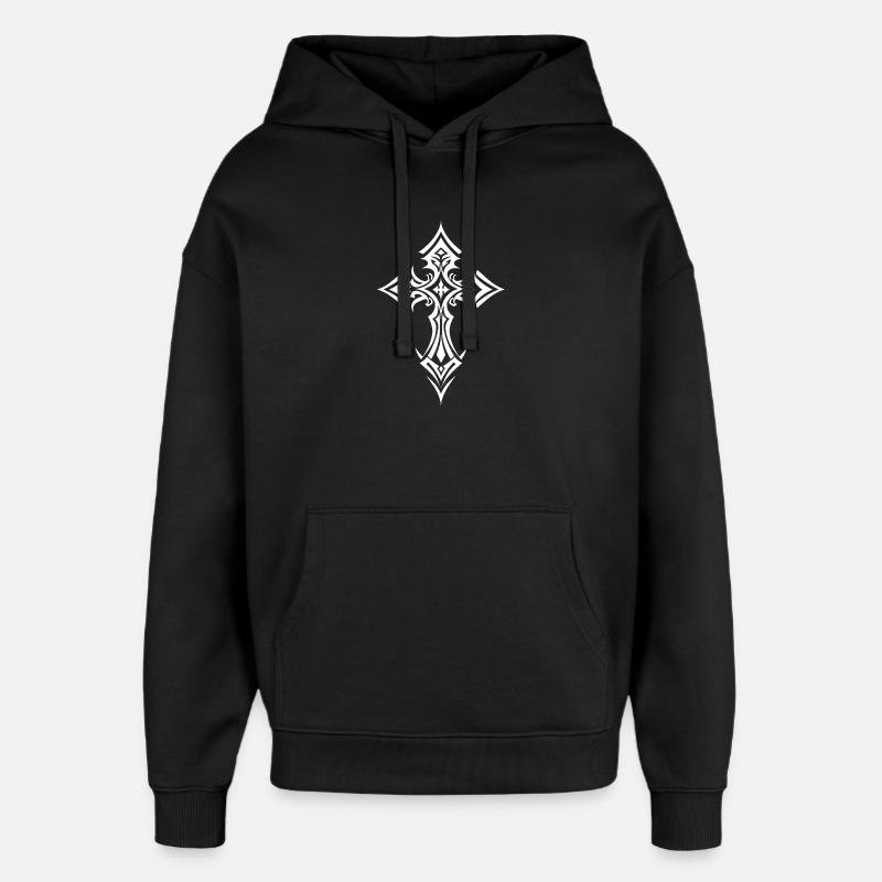 Emblème orné de croix tribale - Sweat à capuche unisexe Stanley/Stella Oversized - noir