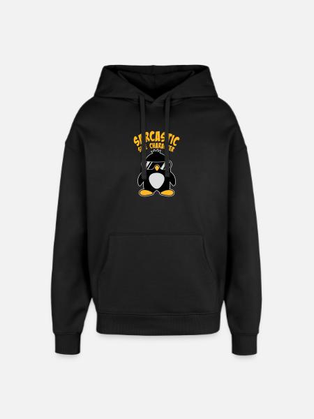 Penguin Sarcastic Side Character Sunglasses Logo - Oversized Unisex Hoodie by Stanley/Stella - black