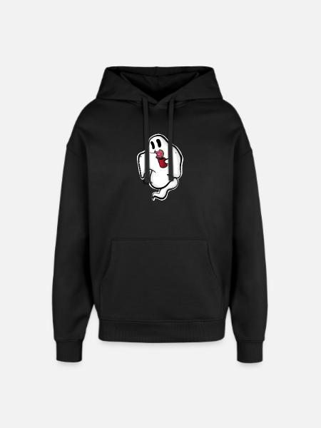 Ghost with donut and cup - Oversized Unisex Hoodie by Stanley/Stella - black