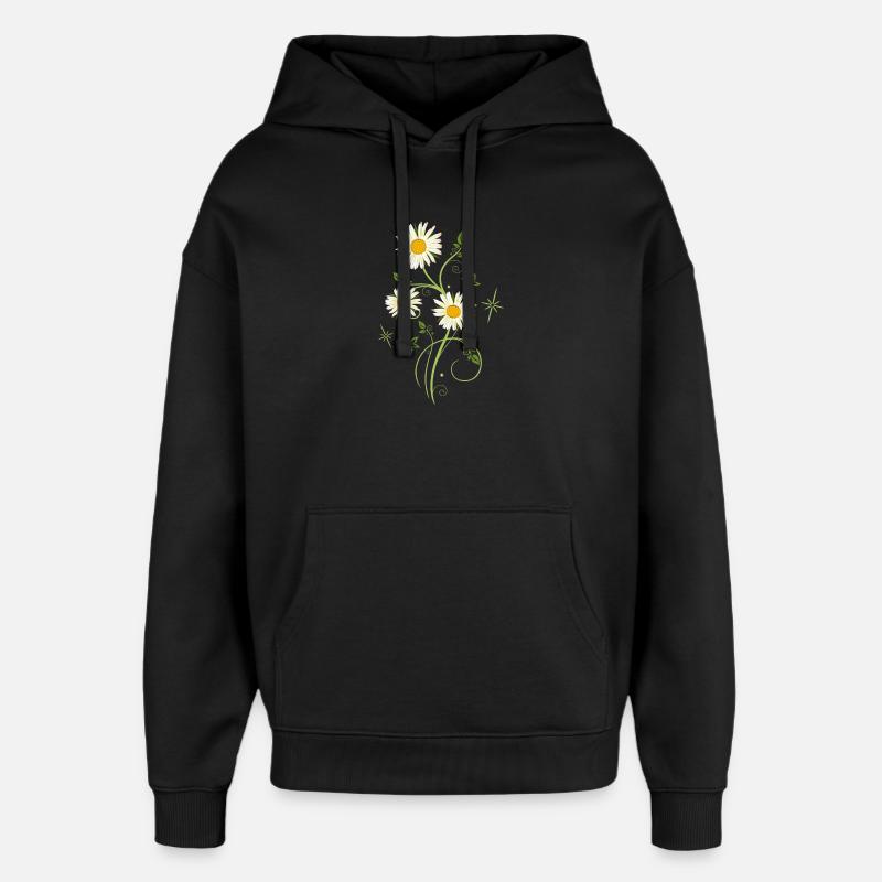 Marguerites Fleurs sauvages Été - Sweat à capuche unisexe Stanley/Stella Oversized - noir