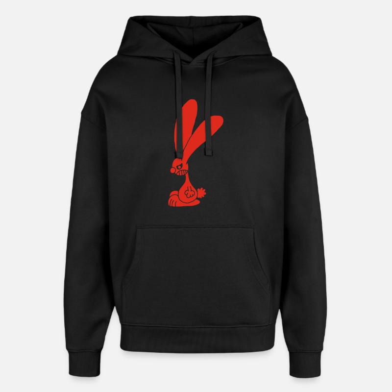 Lapin rouge grognon - Sweat à capuche unisexe Stanley/Stella Oversized - noir