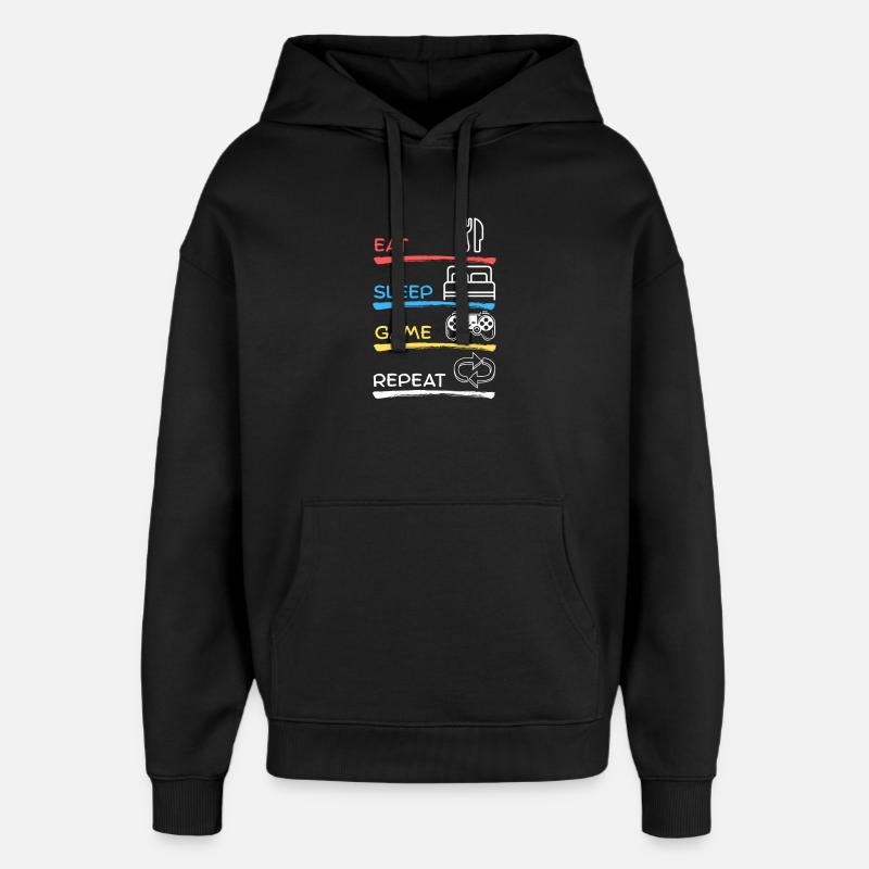 Manger dormir jeu Répéter - Sweat à capuche unisexe Stanley/Stella Oversized - noir