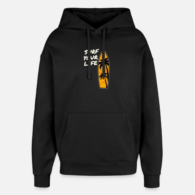 Devise de la vie de surfeur - Sweat à capuche unisexe Stanley/Stella Oversized - noir