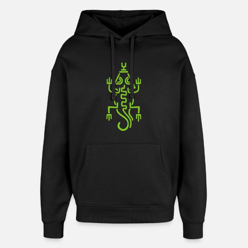 Lézard vert tribal - Sweat à capuche unisexe Stanley/Stella Oversized - noir