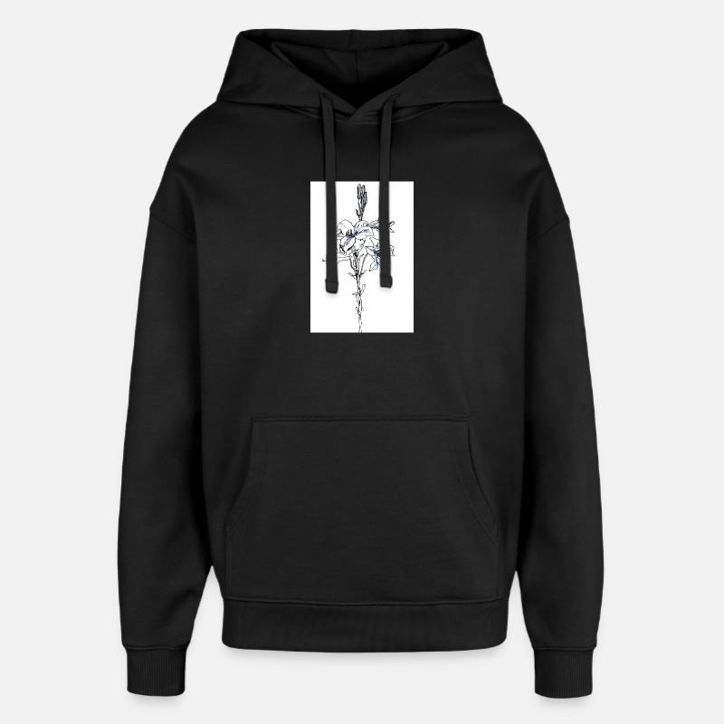 Blå liljer - Hættetrøje unisex Stanley/Stella Oversized - sort