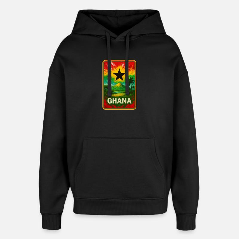 Ghana Pride – Art du style drapeau - Sweat à capuche unisexe Stanley/Stella Oversized - noir