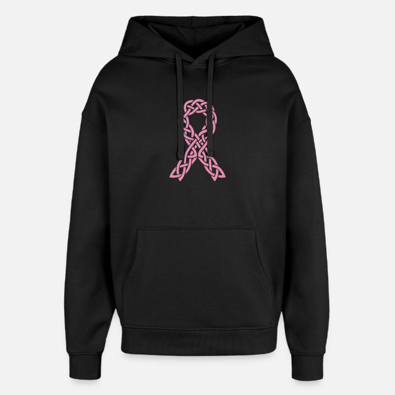 Ruban Anticancer Celtique Rose  - Sweat à capuche unisexe Stanley/Stella Oversized - noir