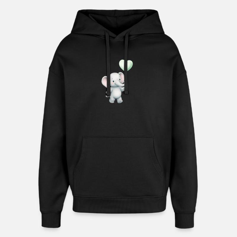 Elefant mit Herzballon - Oversized Unisex Hoodie von Stanley/Stella - Schwarz