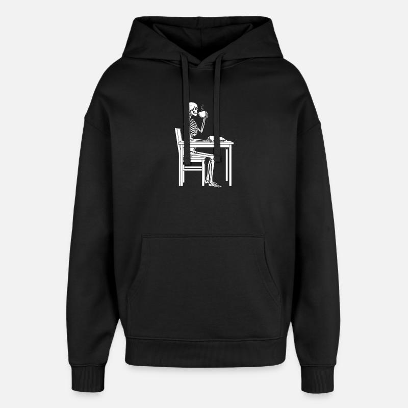 Skelett-Kaffeepause - Oversized Unisex Hoodie von Stanley/Stella - Schwarz