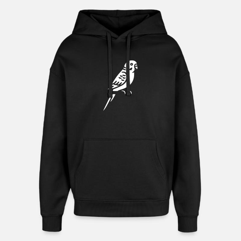 Budgie Bird Pet Vector - Oversized Unisex Hoodie by Stanley/Stella - black