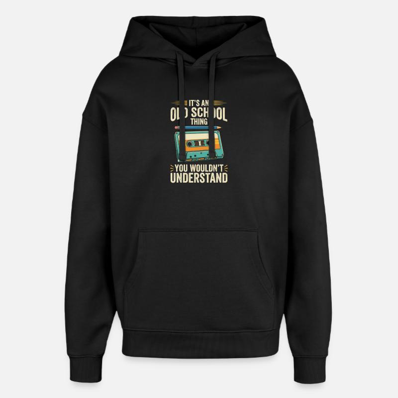 Old School Cassette Design – Mixtape rétro - Sweat à capuche unisexe Stanley/Stella Oversized - noir