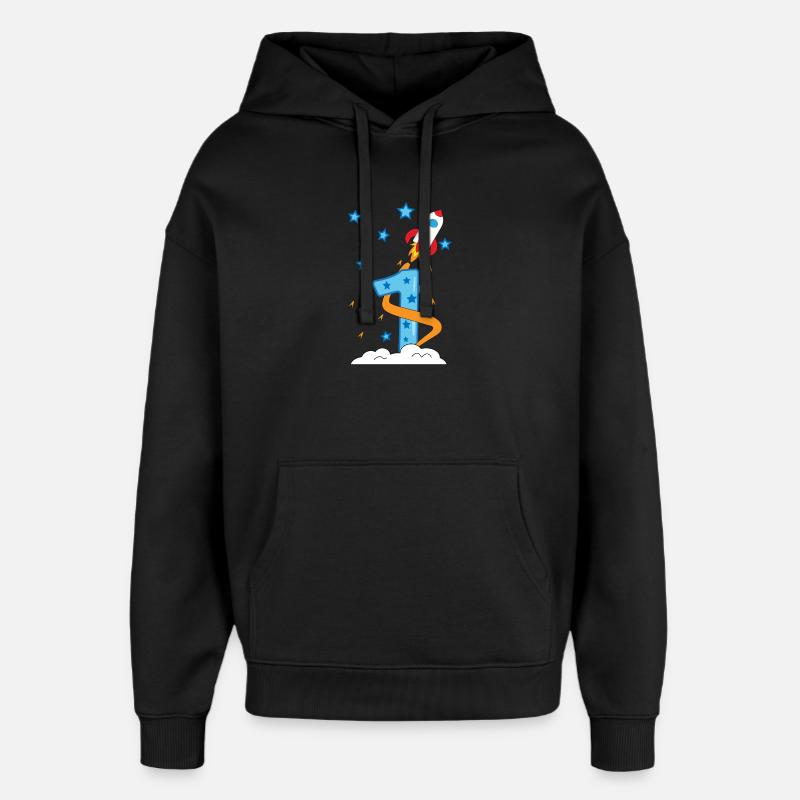1. Anniversaire bébé enfant fusée - Sweat à capuche unisexe Stanley/Stella Oversized - noir