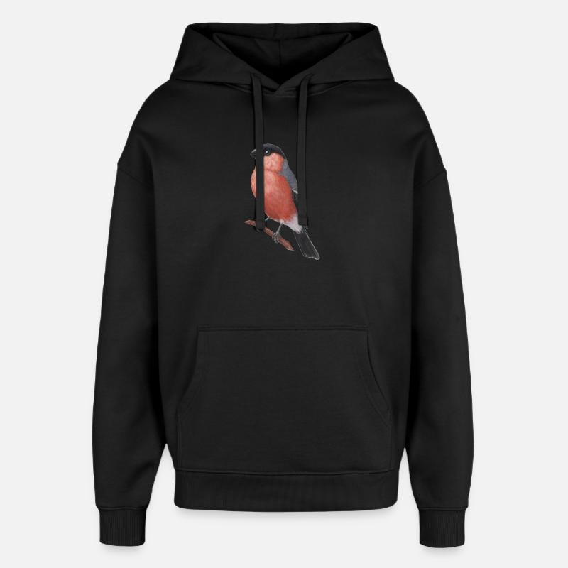 Illustration aquarelle du bouvreuil eurasien - Sweat à capuche unisexe Stanley/Stella Oversized - noir