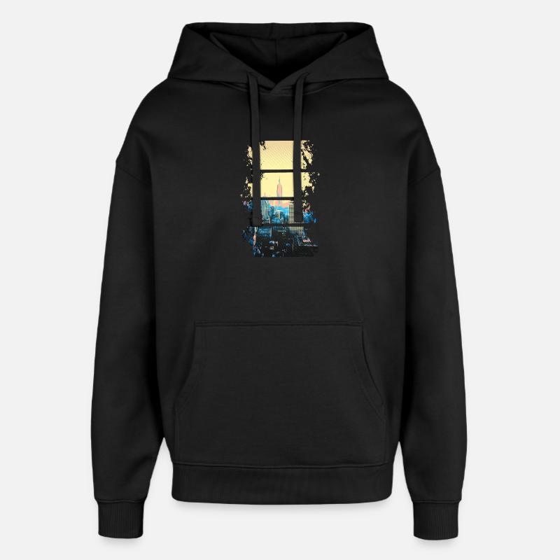 Silhouette NYC en teintes néon - Sweat à capuche unisexe Stanley/Stella Oversized - noir