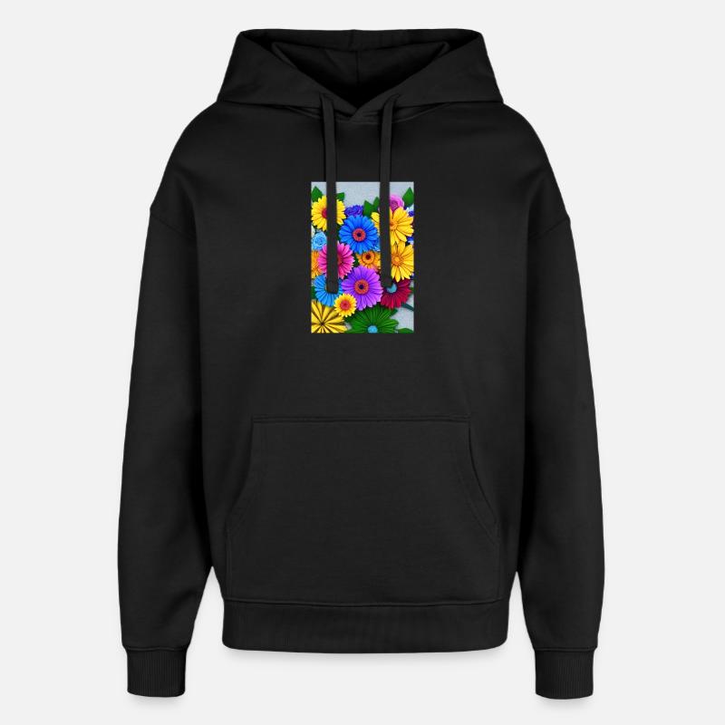 Multi Blumen - Oversized Unisex Hoodie von Stanley/Stella - Schwarz