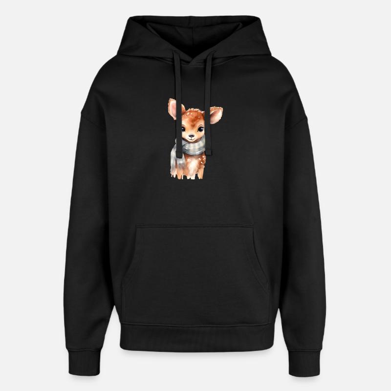 Faon délicat avec écharpe - Sweat à capuche unisexe Stanley/Stella Oversized - noir