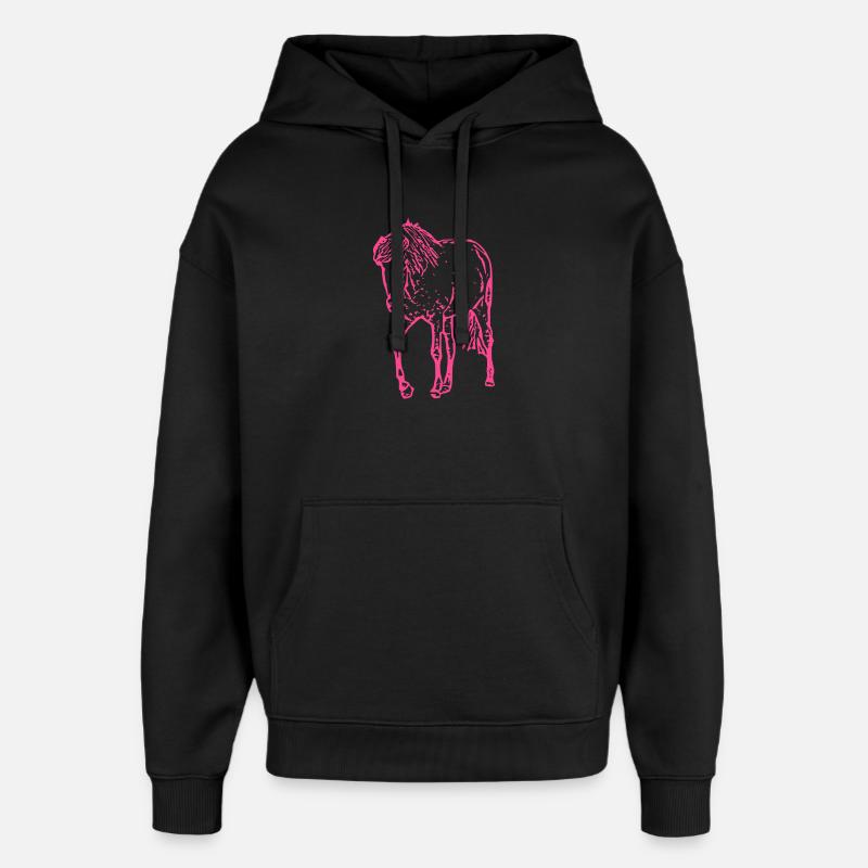 Cheval rose rose - Sweat à capuche unisexe Stanley/Stella Oversized - noir