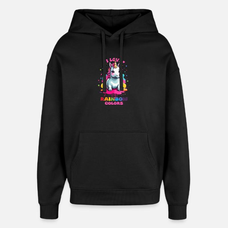 Licorne mignonne - Sweat à capuche unisexe Stanley/Stella Oversized - noir