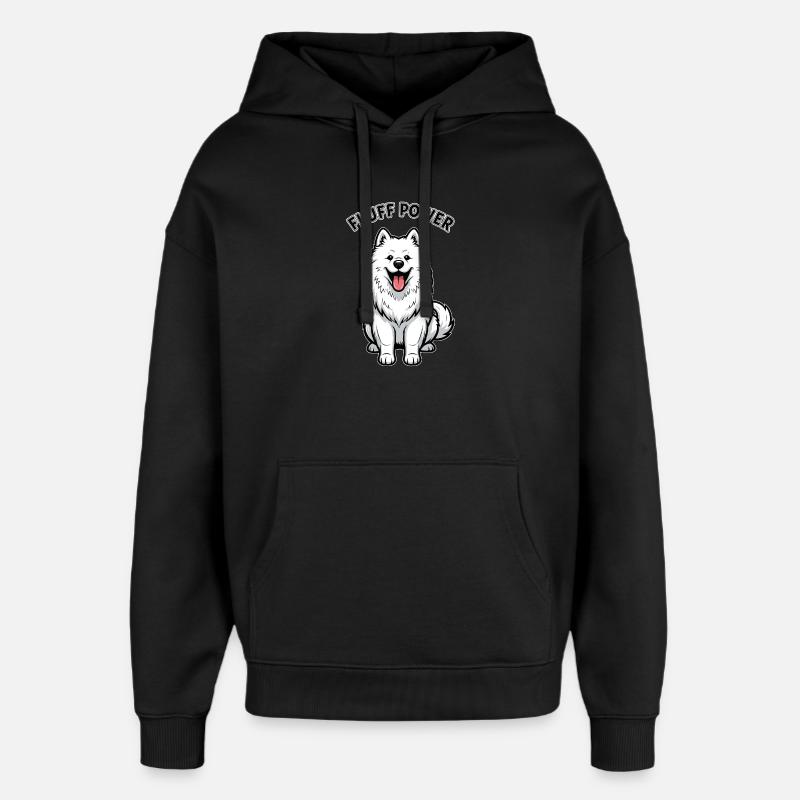 Samoyed Fluff Power Cute Fluffy - Oversized Unisex Hoodie by Stanley/Stella - black