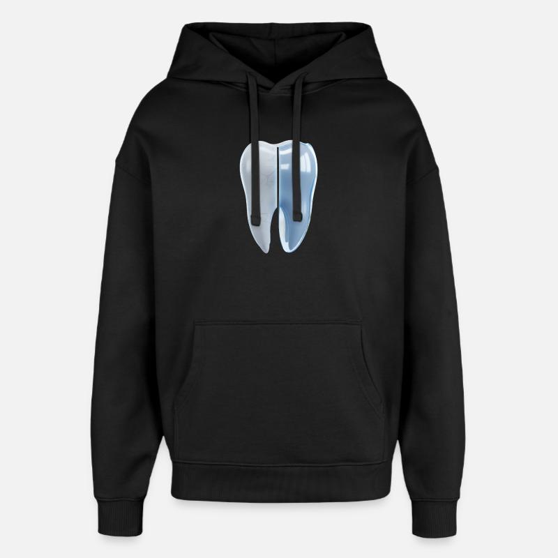 gesunder-kaputter-zahn-vorher-nachher-3d - Oversized Unisex Hoodie von Stanley/Stella - Schwarz