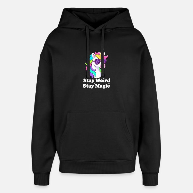 Buntes Einhorn mit Sonnenbrille - Oversized Unisex Hoodie von Stanley/Stella - Schwarz