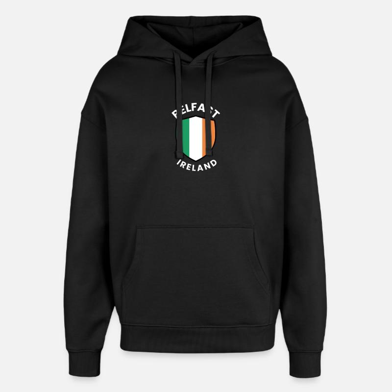 Bouclier de Belfast d’Irlande - Sweat à capuche unisexe Stanley/Stella Oversized - noir