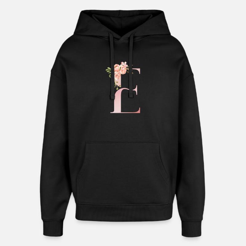 Monogramme floral pastel E - Sweat à capuche unisexe Stanley/Stella Oversized - noir