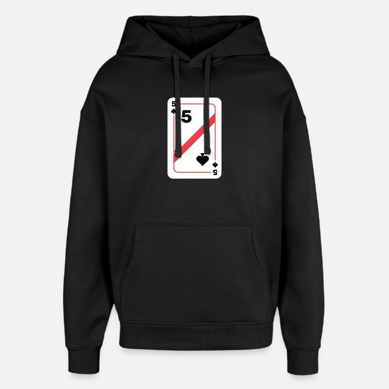 Five Spades Poker Card - Oversized Unisex Hoodie by Stanley/Stella - black