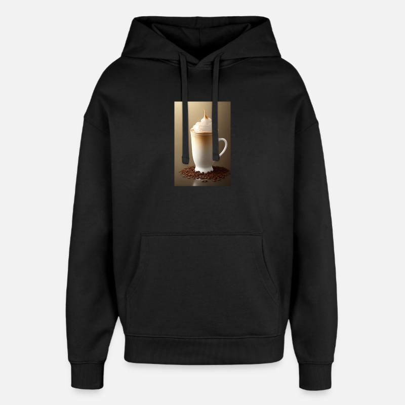 Café, grains de café - Sweat à capuche unisexe Stanley/Stella Oversized - noir