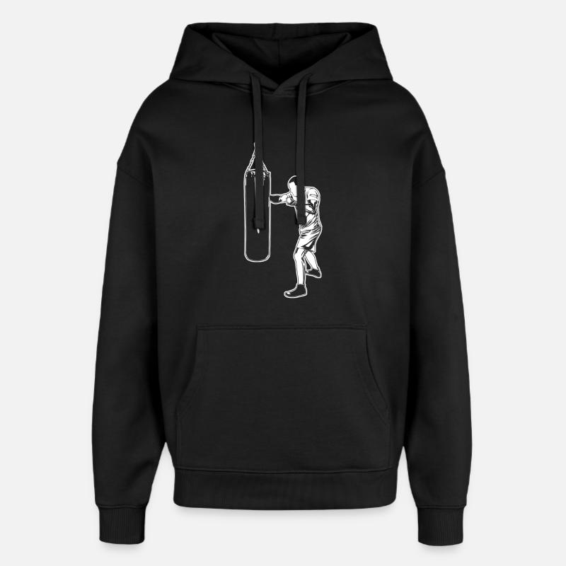 Dessin de boxe - Sweat à capuche unisexe Stanley/Stella Oversized - noir