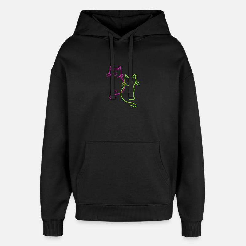 Retro Katzen Herz - Oversized Unisex Hoodie von Stanley/Stella - Schwarz