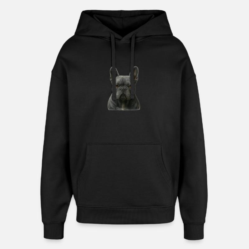 Portrait de bouledogue français gris - Sweat à capuche unisexe Stanley/Stella Oversized - noir