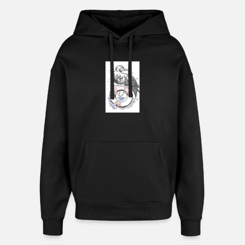 Mouette - Sweat à capuche unisexe Stanley/Stella Oversized - noir
