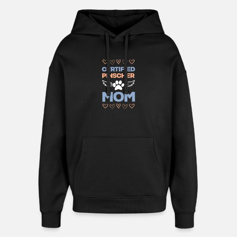 Certification Pinscher Mom - Sweat à capuche unisexe Stanley/Stella Oversized - noir