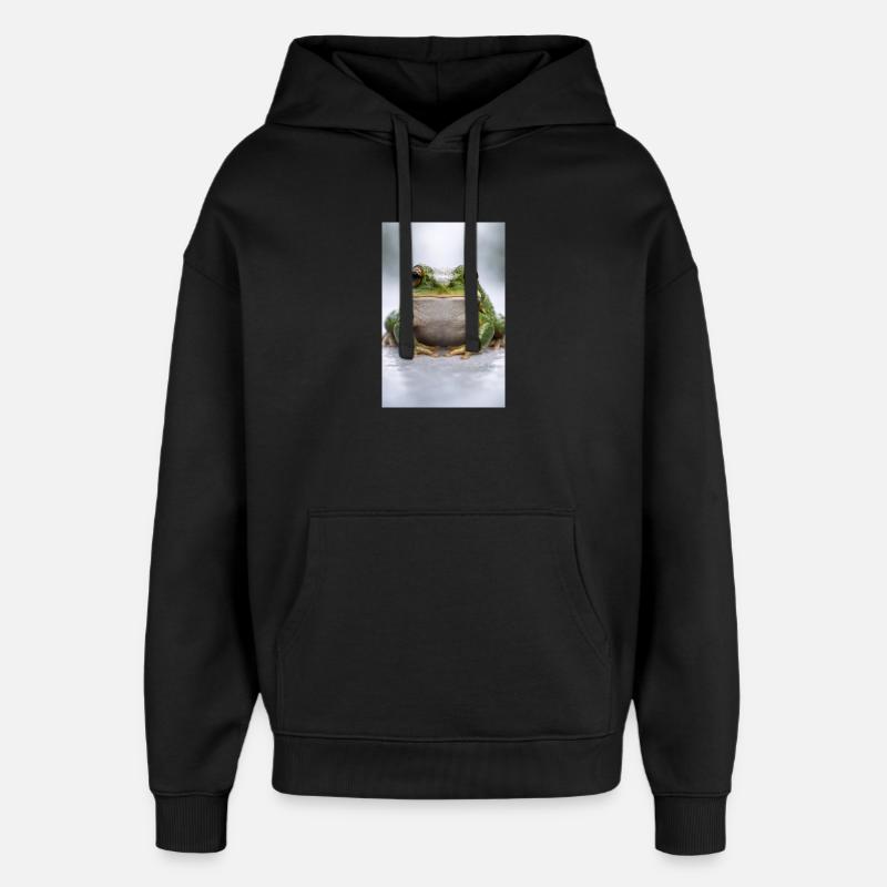Grenouille verte au centre - Sweat à capuche unisexe Stanley/Stella Oversized - noir