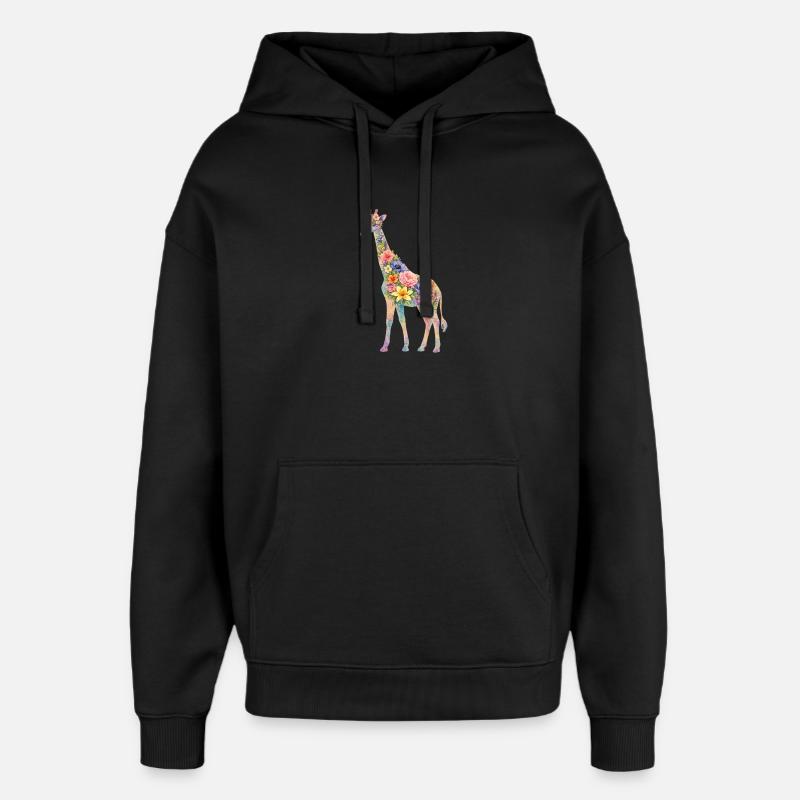Fleurs en silhouette de girafe - Sweat à capuche unisexe Stanley/Stella Oversized - noir