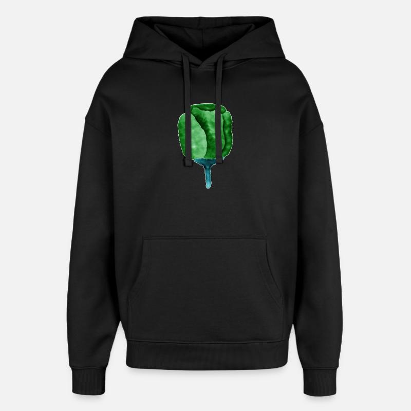 Illustration de fleur verte abstraite - Sweat à capuche unisexe Stanley/Stella Oversized - noir
