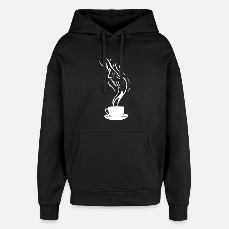 Café et visage humain - Sweat à capuche unisexe Stanley/Stella Oversized - noir