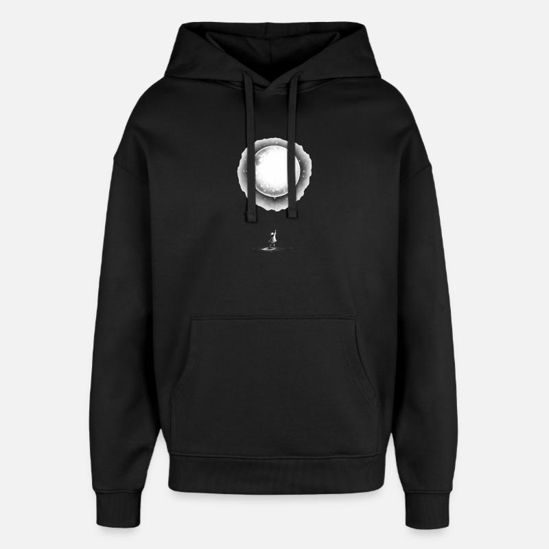 Enfant avec ballon de lune - Sweat à capuche unisexe Stanley/Stella Oversized - noir