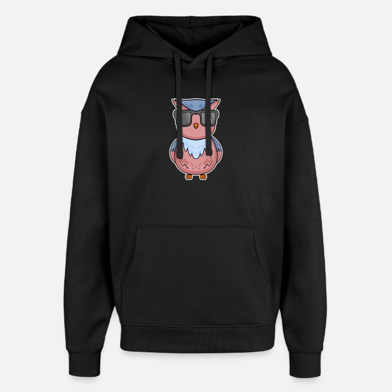 Hibou avec des lunettes - Sweat à capuche unisexe Stanley/Stella Oversized - noir