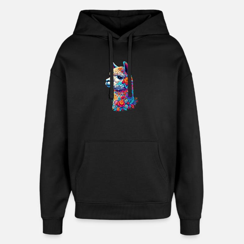 Alpaca - Oversized Unisex Hoodie by Stanley/Stella - black
